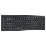 Deltaco TB-907 Full-Size Scissor Wireless Keyboard with AI Key - Nordic Layout - Dark Grey