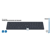 Deltaco TB-907 Full-Size Scissor Wireless Keyboard with AI Key - Nordic Layout - Dark Grey