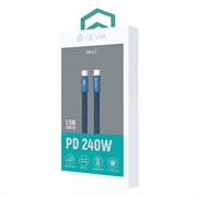 Devia Ultra3 Flat Metal Woven USB-C Cable 240W - 1.5m - Blue