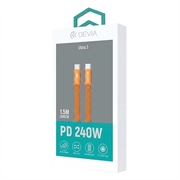 Devia Ultra3 Flat Metal Woven USB-C Cable 240W - 1.5m - Orange