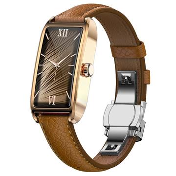 Dora T Elegant Smart Watch for Women with Danish Language - Brown / Rose Gold