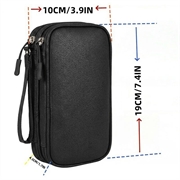 Double Layer Travel Electronics Organizer Bag - Black