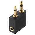 Dual 3.5mm Airplane Headphone Adapter with Gold-Plated Connectors