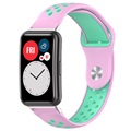 Dual-Color Huawei Watch Fit Silicone Sports Strap - Pink / Cyan