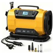 Dual Power Air Compressor with LCD Display, LED Light - 150PSI/10.3bar - Yellow