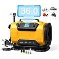 Dual Power Air Compressor with LCD Display, LED Light - 150PSI/10.3bar - Yellow