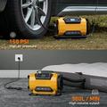 Dual Power Air Compressor with LCD Display, LED Light - 150PSI/10.3bar - Yellow