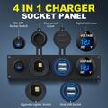 Dual USB and Cigarette Lighter Socket Panel with Digital Voltmeter for Boat, RV and Truck