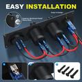 Dual USB and Cigarette Lighter Socket Panel with Digital Voltmeter for Boat, RV and Truck