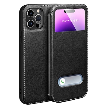 iPhone 16 Pro Max Dual View Flip Leather Case - Black