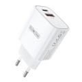 Duzzona T12 30W PD Fast Wall Charger - USB-C/USB-A, EU Plug - White