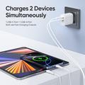 Duzzona T12 30W PD Fast Wall Charger - USB-C/USB-A, EU Plug - White
