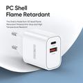 Duzzona T12 30W PD Fast Wall Charger - USB-C/USB-A, EU Plug - White