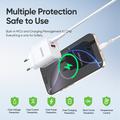 Duzzona T12 30W PD Fast Wall Charger - USB-C/USB-A, EU Plug - White