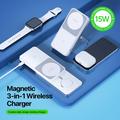 Duzzona W19 15W 3-in-1 Magnetic Wireless Charging Station - MagSafe Compatible - White