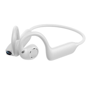 E12 AI Smart Bone Conduction Wireless Headphones with Camera - White