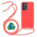 Saii Eco Line Samsung Galaxy S21 Ultra 5G Case with Strap - Red