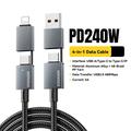 Essager 4-in-1 Fast Charging Cable 240W - USB-A/USB-C to USB-C/Lightning - 0.25m - Grey