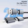 Essager 4-in-1 Fast Charging Cable 240W - USB-A/USB-C to USB-C/Lightning - 0.25m - Grey