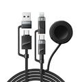Essager 5-in-1 Fast Charging Cable 1m - USB-C, Lightning, USB-A, Apple Watch - Black