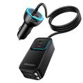 Essager F789 135W Rear-Seat Car Charger - 2x USB-C Cables, 4x USB-C & 2x USB-A inputs - 1.5m - Black