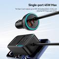 Essager F789 135W Rear-Seat Car Charger - 2x USB-C Cables, 4x USB-C & 2x USB-A inputs - 1.5m - Black
