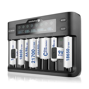 EverActive UC-800 Universal Smart Battery Charger - 10x AAA/AA/C/SC/9V/18650