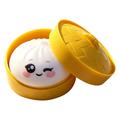 Eyes Expression Dumpling Squishy Toy with Steamer Box - White
