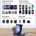 F16S 3-in-1 Foldable Wireless Charging Station for Samsung Galaxy Devices - 15W - Black