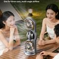 F17 3-Head Desktop Fan with 360 Rotation, LED Light - Grey