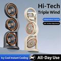 F17 3-Head Desktop Fan with 360 Rotation, LED Light - Grey