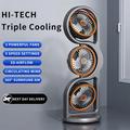 F17 3-Head Desktop Fan with 360 Rotation, LED Light - Grey