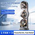 F17 3-Head Desktop Fan with 360 Rotation, LED Light - Grey