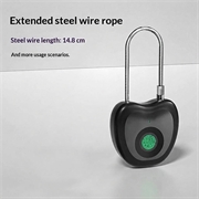 F338 Smart Fingerprint Padlock with 20 Fingerprints, Electronic Key - Black