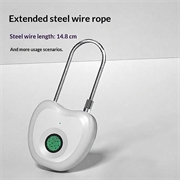 F338 Smart Fingerprint Padlock with 20 Fingerprints, Electronic Key - White