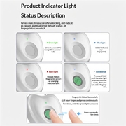 F338 Smart Fingerprint Padlock with 20 Fingerprints, Electronic Key - White