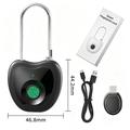 F338 Smart Fingerprint Padlock with 20 Fingerprints, Electronic Key - Black