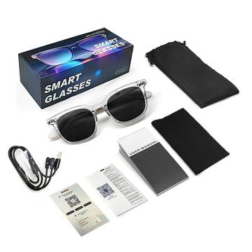 F70 AI Smart Glasses with Real-Time Translation, Touch Control, UV Protection - Transparent / Grey