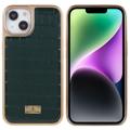 Fierre Shann Electroplated iPhone 14 Plus Coated Case - Crocodile - Green