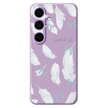 Samsung Galaxy S25 FE Feather Pattern TPU Case - Purple