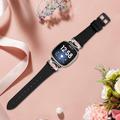 Fitbit Versa 3/Sense Elegant Leather Strap with Rhinestones - Black