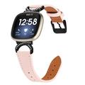 Fitbit Versa 3/Sense Elegant Leather Strap with Rhinestones - Pink