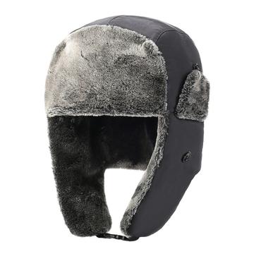 Fleece-Lined Thick Winter Trapper Hat - Grey