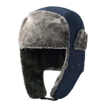 Fleece-Lined Thick Winter Trapper Hat - Navy Blue
