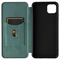 Samsung Galaxy A22 5G, Galaxy F42 5G Flip Case - Carbon Fiber - Green