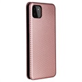 Samsung Galaxy A22 5G, Galaxy F42 5G Flip Case - Carbon Fiber - Rose Gold