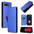 Asus ROG Phone 5 Flip Case - Carbon Fiber - Blue