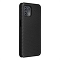Motorola Edge 20 Lite Flip Case - Carbon Fiber - Black