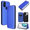 OnePlus Nord N10 5G Flip Case - Carbon Fiber - Blue