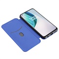 OnePlus Nord N10 5G Flip Case - Carbon Fiber - Blue